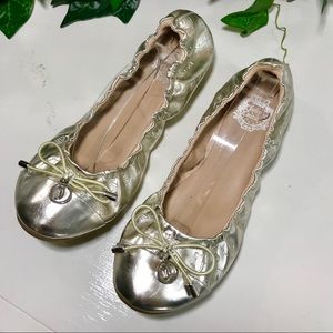 Juicy Couture Golden Silver Logo Bow Foldable Flat